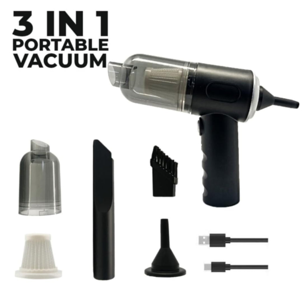 🚗 3-in-1 Portable Cordless Car Vacuum Cleaner | Powerful Cleaning & Air Blower