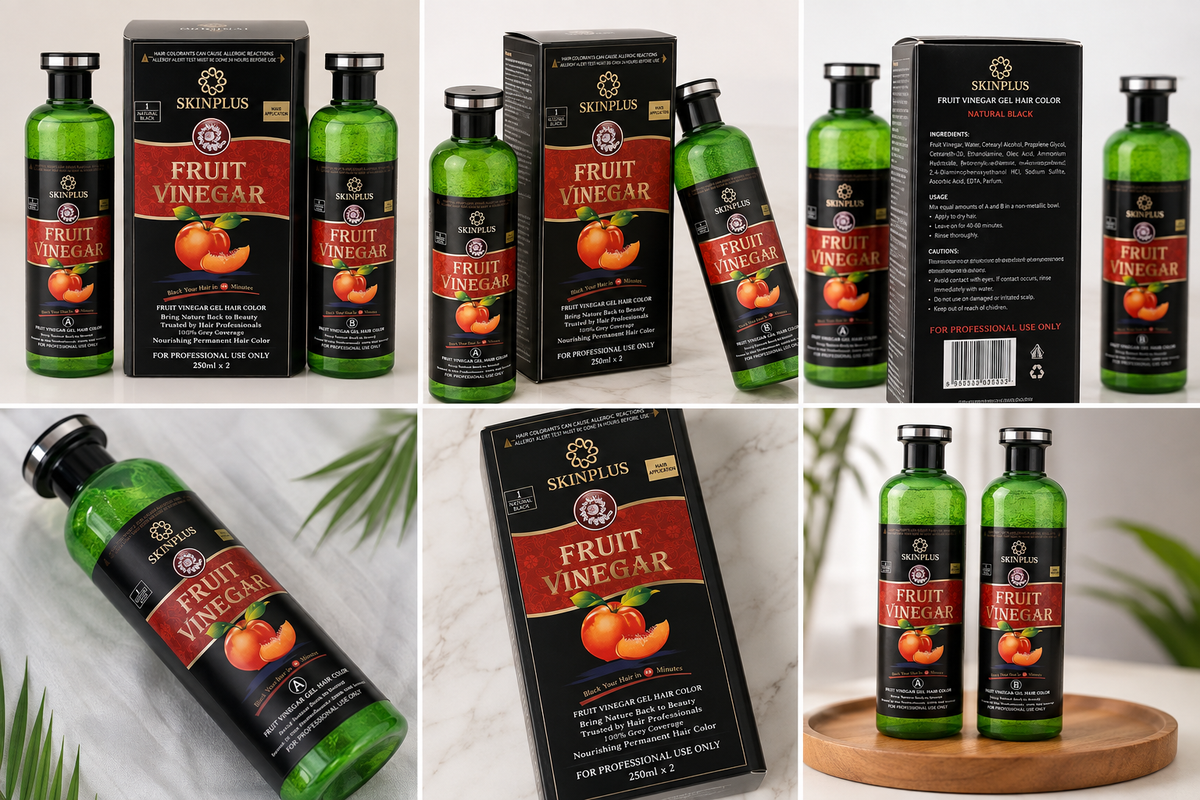 SkinPlus Fruit Vinegar Gel Hair Color – Natural Black 🖤 | 1+1 FREE 🎁