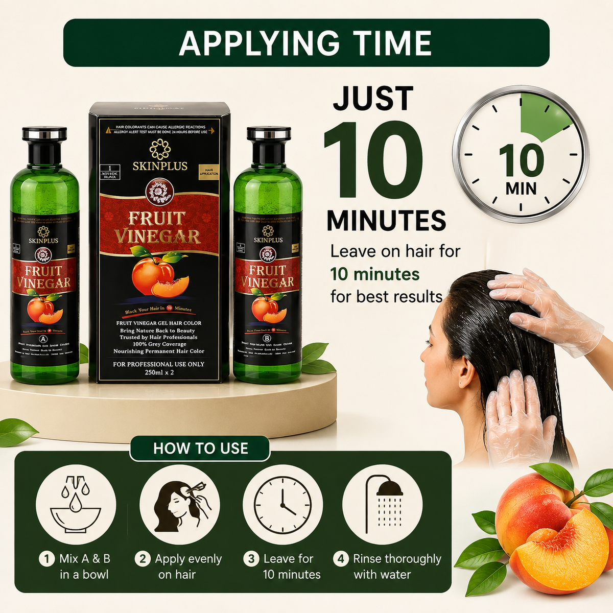 SkinPlus Fruit Vinegar Gel Hair Color – Natural Black 🖤 | 1+1 FREE 🎁