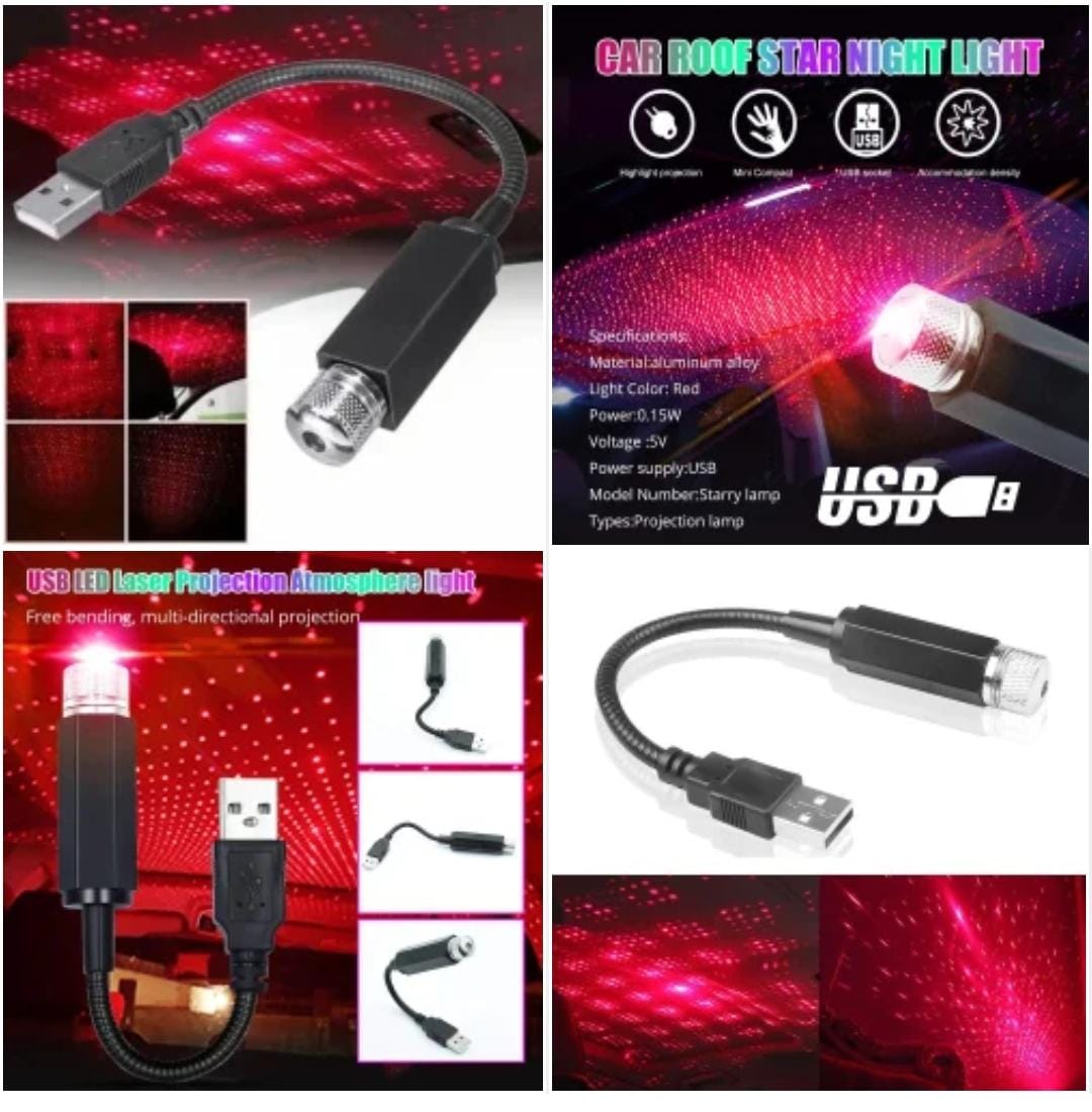 LED Car Roof Star Night Light Projector Atmosphere Galaxy Lamp USB Decorative Lamp Adjustable Car Interior Decor Light
