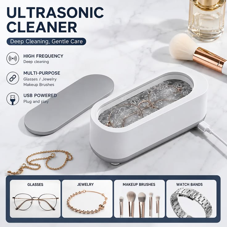 ✨ Mini Sonic Ultrasonic Cleaner – Deep Cleaning Machine 🧼🔊