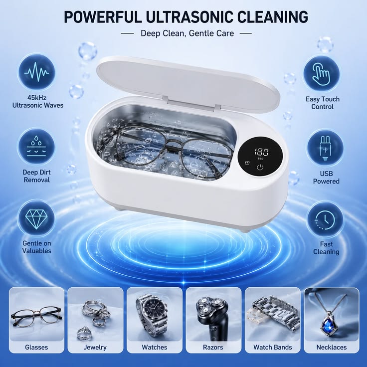 ✨ Mini Sonic Ultrasonic Cleaner – Deep Cleaning Machine 🧼🔊